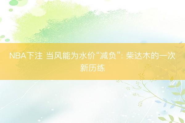 NBA下注 当风能为水价“减负”: 柴达木的一次新历练