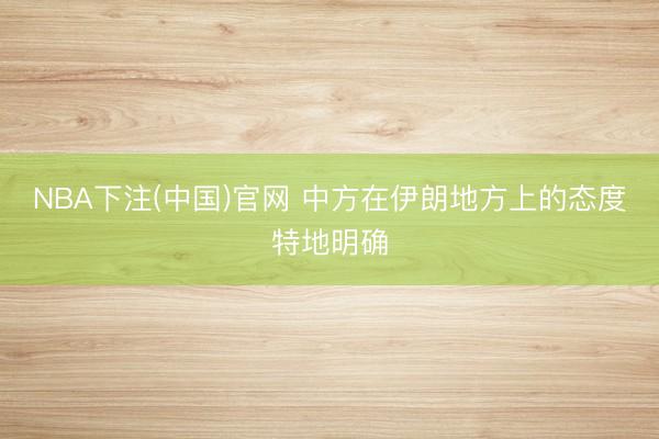 NBA下注(中国)官网 中方在伊朗地方上的态度特地明确