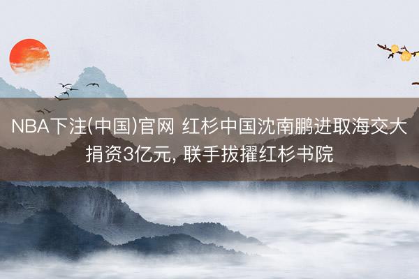 NBA下注(中国)官网 红杉中国沈南鹏进取海交大捐资3亿元， 联手拔擢红杉书院