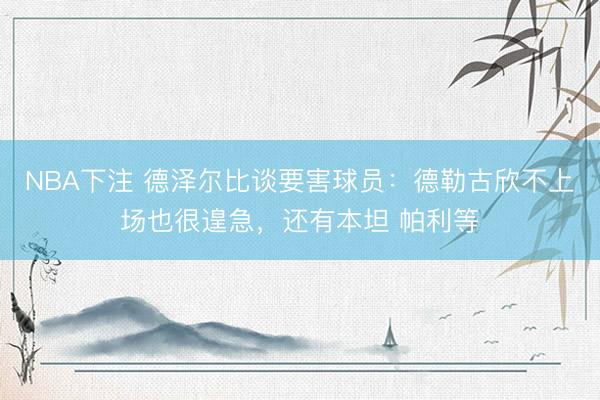 NBA下注 德泽尔比谈要害球员：德勒古欣不上场也很遑急，还有本坦 帕利等