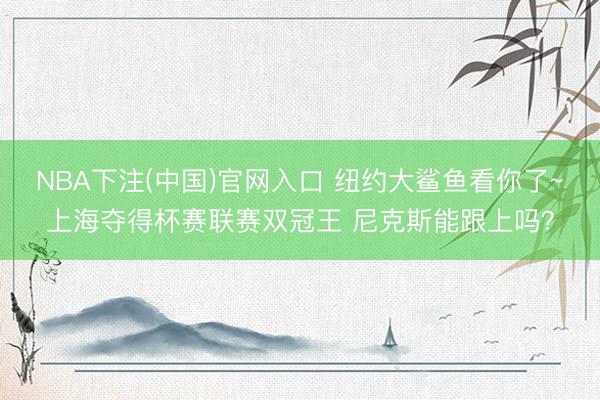 NBA下注(中国)官网入口 纽约大鲨鱼看你了~上海夺得杯赛联赛双冠王 尼克斯能跟上吗？