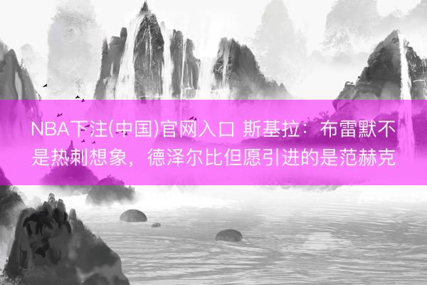 NBA下注(中国)官网入口 斯基拉：布雷默不是热刺想象，德泽尔比但愿引进的是范赫克