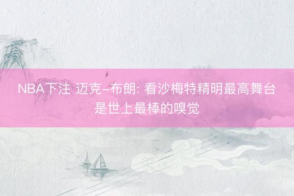 NBA下注 迈克-布朗: 看沙梅特精明最高舞台是世上最棒的嗅觉