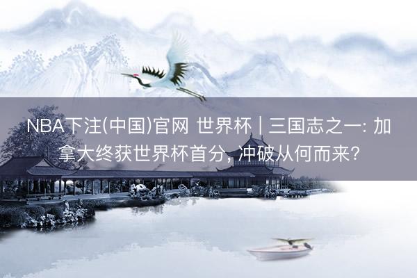 NBA下注(中国)官网 世界杯 | 三国志之一: 加拿大终获世界杯首分, 冲破从何而来?