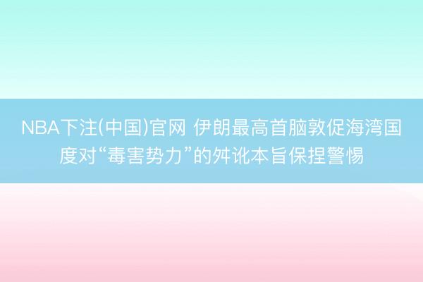 NBA下注(中国)官网 伊朗最高首脑敦促海湾国度对“毒害势力”的舛讹本旨保捏警惕